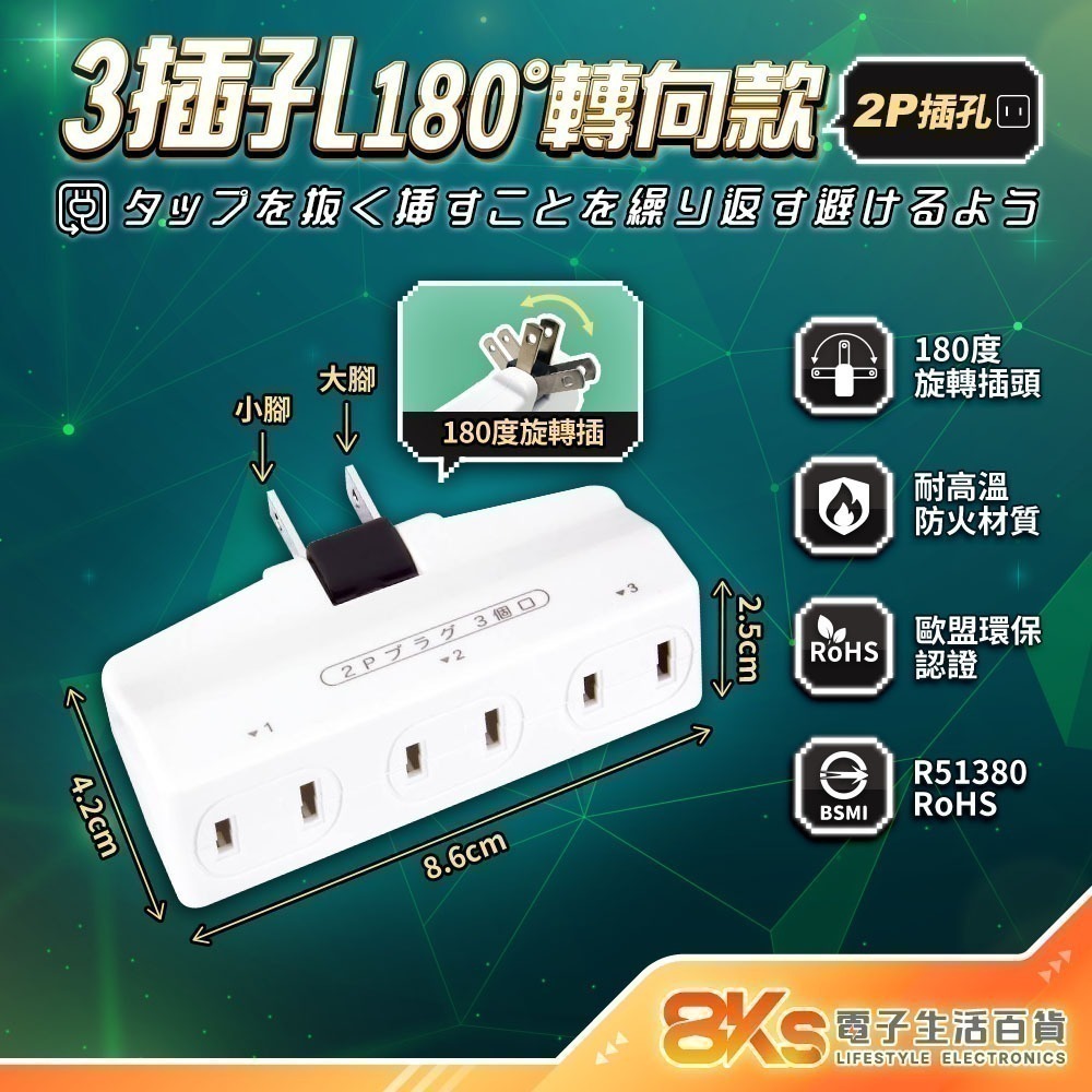 款式26 日本新創同排3插轉向插座