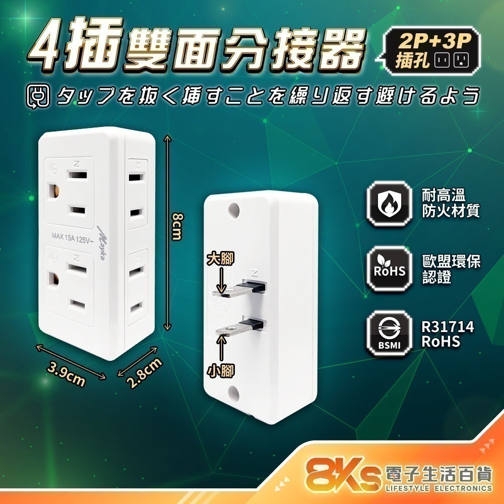 《最新安規》(附發票)節能壁插分接器 1開2插3插4插 USB壁插 2開2插 防火PC材質 BSMI字號R51380-規格圖8