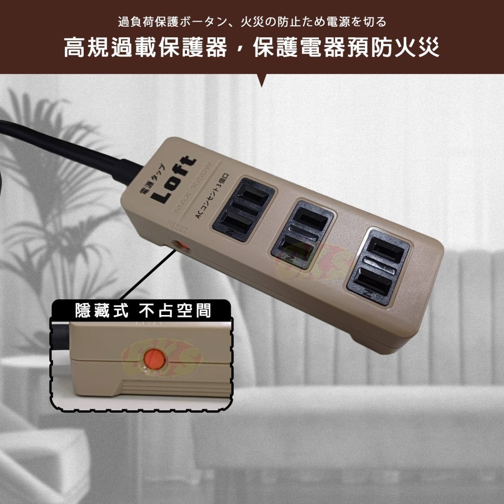 《附發票》Loft工業風延長線 裝修 復古風 白/咖啡/黑 新安規自動過載斷電 插座加大間距 BSMI驗證R51380-細節圖3