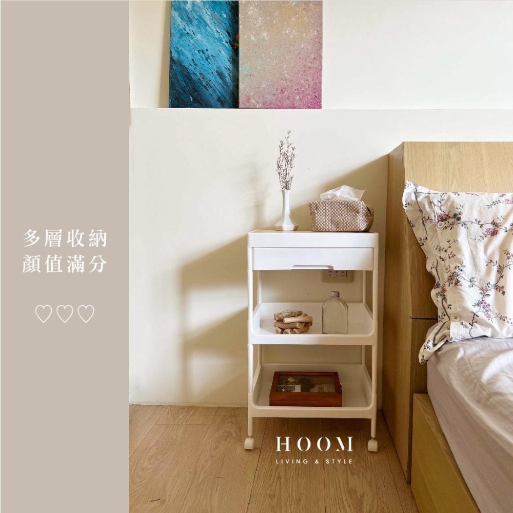 禾慕現貨🇹🇼收納推車 置物推車 三層推車 置物架推車 收納車 小推車 床頭收納 收納櫃 抽屜櫃 抽屜推車 縫隙推車-細節圖4