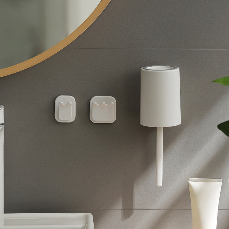 『輕巧壁掛牙刷漱口杯架』【Efanvei】免釘 牙刷架 漱口杯架 掛勾 卡扣 黏貼式 免打孔 置物架 現貨 台灣-細節圖9