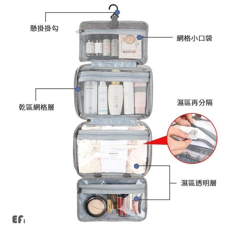 『大容量旅行防水洗漱包』【Efanvei】 收納包 衛浴用品收納 手提 防水 盥洗用品 洗髮精 沐浴乳 化妝品 乾溼分離-細節圖5