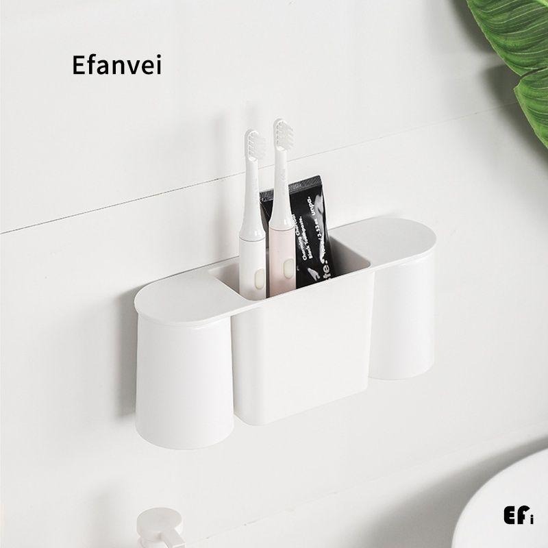 『無痕磁吸漱口杯牙刷架(雙人款)』【Efanvei】 電動牙刷架 免打孔 壁掛 磁鐵 黏貼 漱口杯 簡約 浴室置物 現貨-細節圖2