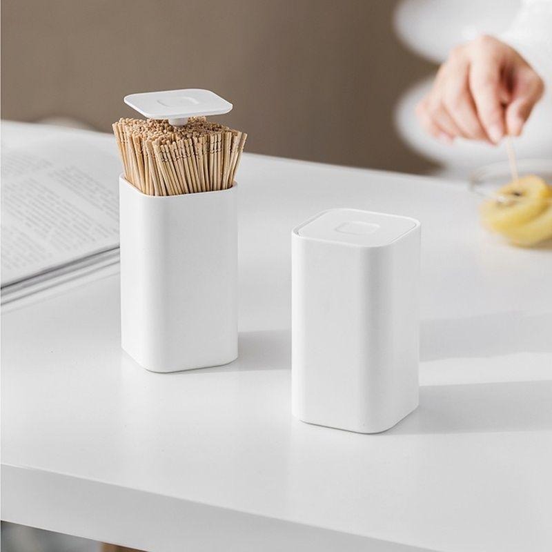 『簡約手壓棉籤筒』【Efanvei】牙籤筒 棉花棒盒 牙線棒盒 收納 自動 按壓式 伸降 牙線收納 牙籤收納 現貨 台灣-細節圖3