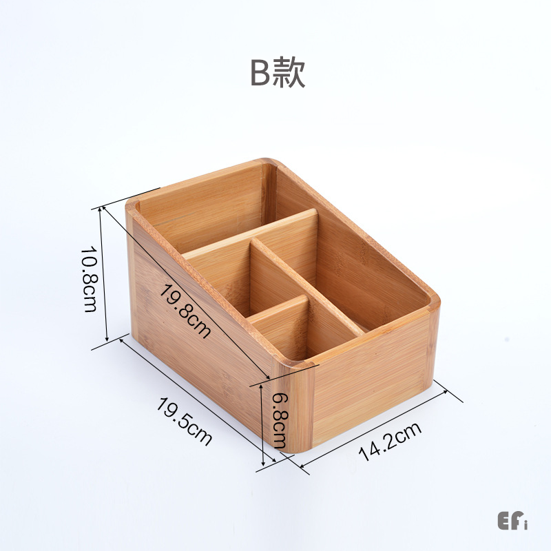 『實木桌上收納盒』【Efanvei】桌面收納 小物收納 整理盒 放遙控器 放手機 梳妝盒 文具盒 實木 竹 分隔收納-規格圖9