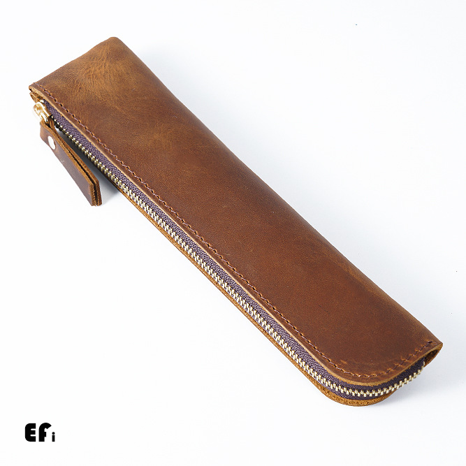 『極簡瘋馬皮筆袋』【Efanvei】真皮筆袋 瘋馬皮 筷袋 頭層牛皮 筆袋 文具袋 鉛筆袋  復古 真皮 鉛筆盒 文青-規格圖11