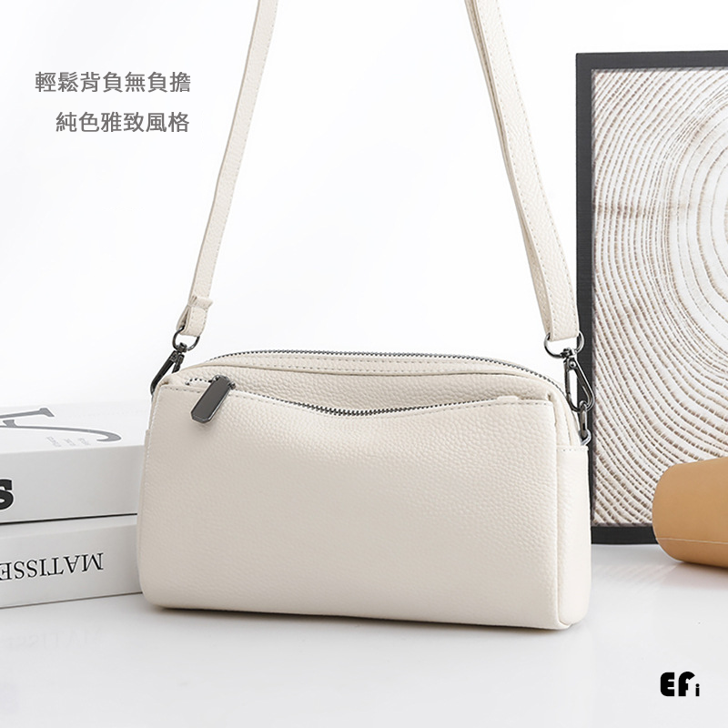 『頂級真皮時尚單肩包』【Efanvei】頭層牛皮 側背包 手機包 肩包 斜背包 錢包 小包 女用 時尚 簡約 斜垮包-細節圖2