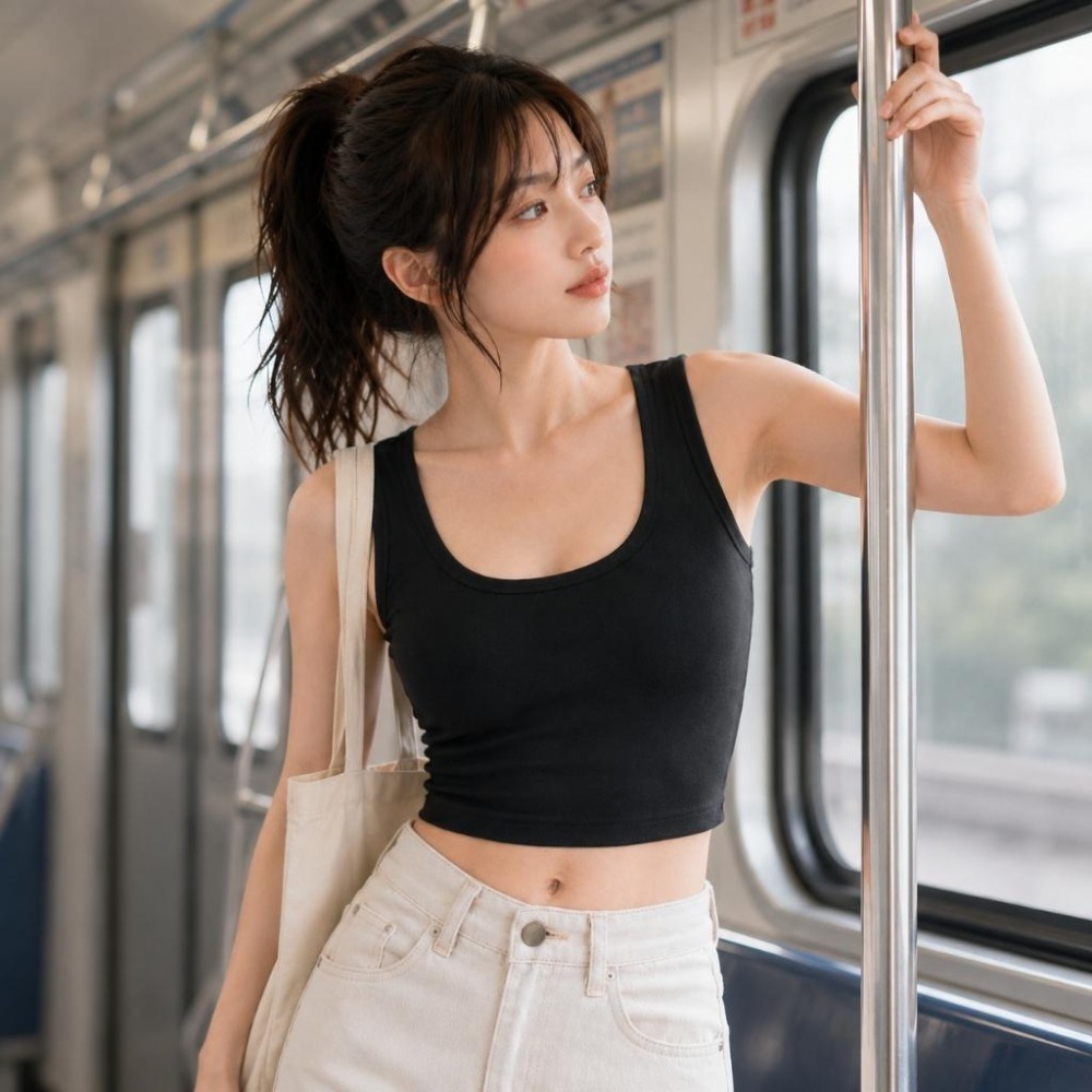 【愛購衣】U領寬肩帶背心 短版 遮副乳設計 高彈貼身 多尺寸 無勒感外搭背心小可愛女 黑色 深灰色 茶綠色-細節圖4