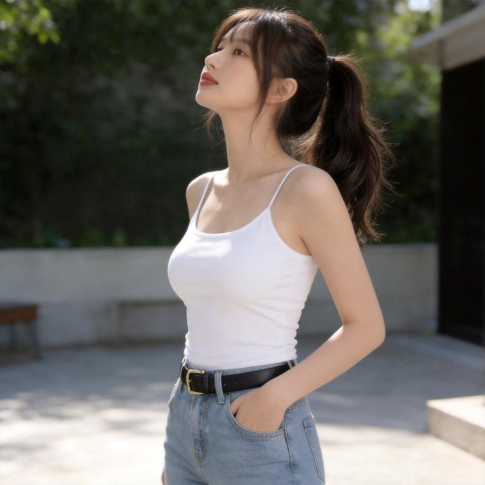 【愛購衣】細肩帶背心 小胸顯大 雙胸墊可換 可調肩帶 無袖吊帶背心小可愛女 黑色 白色 灰色-細節圖8