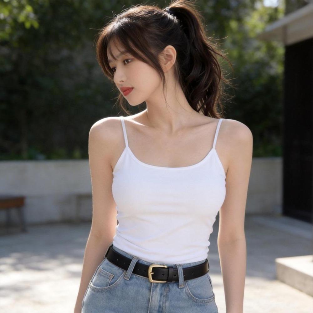 【愛購衣】細肩帶背心 小胸顯大 雙胸墊可換 可調肩帶 無袖吊帶背心小可愛女 黑色 白色 灰色-細節圖9