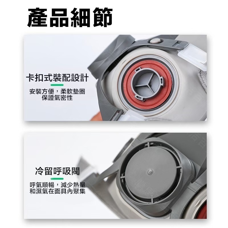 【TW現貨🔥超值七件組】防毒面具 防毒面罩 防毒口罩 噴漆口罩 雙口型防毒面具 噴漆 打磨 拋光 防塵 防灰 非3M-細節圖7