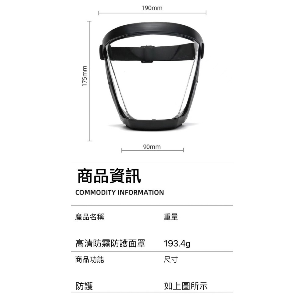 【TW現貨🔥防霧抗衝擊 送濾墊】防護面罩 防塵面罩 防霧面罩 PC面罩 防灰塵 全臉防塵 隔離防護 防飛濺 頭盔面罩-細節圖5