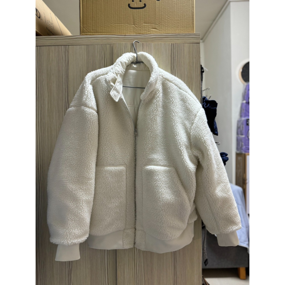 Calvin Klein Reversible Sherpa Bomber Jacket 白色雙面可反穿休閒保暖外套-細節圖3