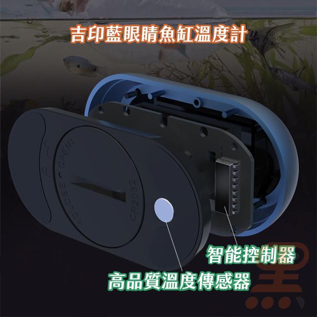 黑溜總裁 魚缸溫度計 水族用品 水族溫度計 電子溫度計 水族箱溫度計 感應式溫度計 LED溫度計 吉印藍眼睛魚缸溫度計-細節圖6