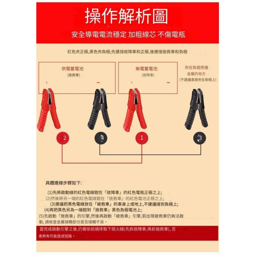 現貨4米 2000A 轎車 休旅車 汽車電瓶急救線 救車線 汽車救車線 鱷魚夾電瓶線 道路救援-細節圖5