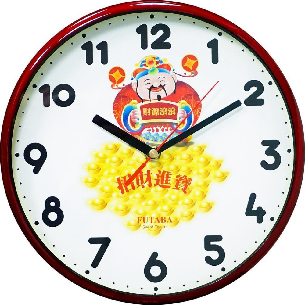 【快速出貨】10吋招財貓/福氣財神靜音時鐘 W-296 靜音時鐘 招財貓時鐘 喜氣時鐘 財神爺時鐘 掛鐘 過年時鐘-細節圖2