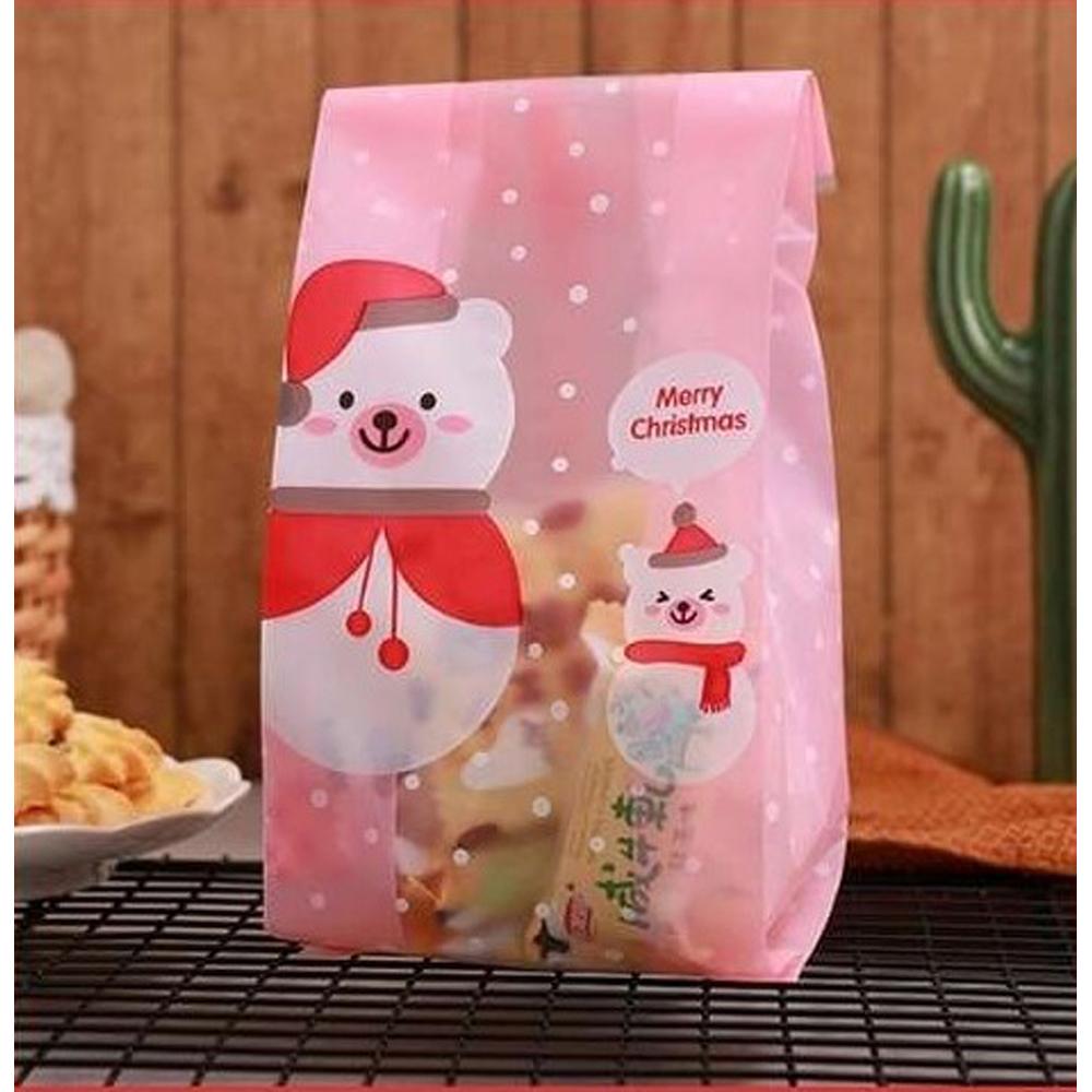 8.5*23磨砂西點立體袋-高帽雪人/聖誕小熊 (50入)包裝袋 禮物袋 聖誕節 聖誕小物 禮物盒 聖誕節包裝  點心袋-細節圖6