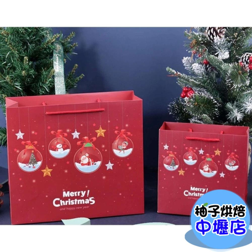 聖誕手提紙袋-聖誕裝飾S 派對包裝袋 手提紙袋 聖誕禮品包裝 餅乾盒 蛋糕 糖果盒 造型手提袋 聖誕節