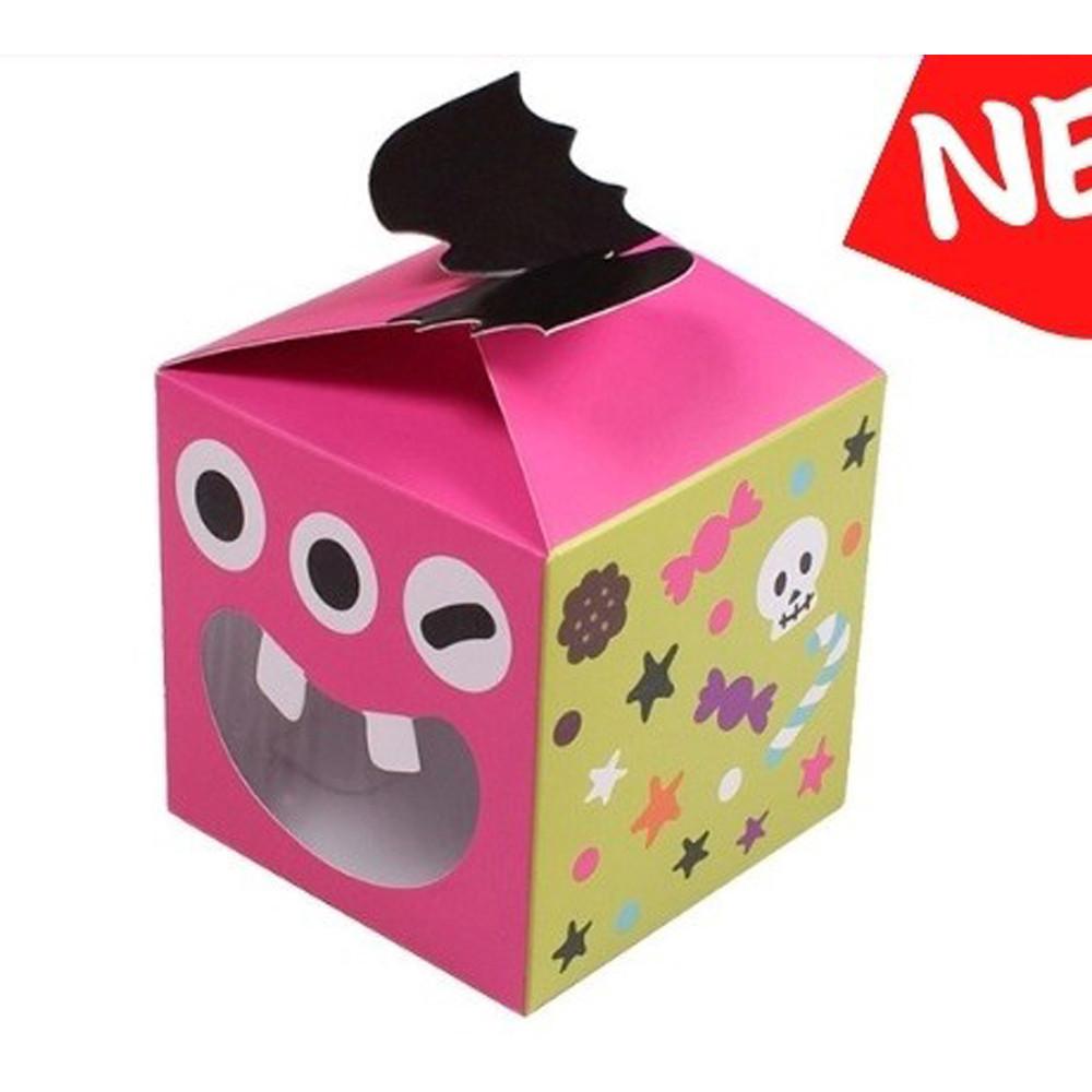 萬聖禮品包裝盒-粉色/藍色小怪獸 派對包裝盒 手提紙盒 禮品包裝 餅乾盒 蛋糕 糖果盒 造型禮盒-細節圖4