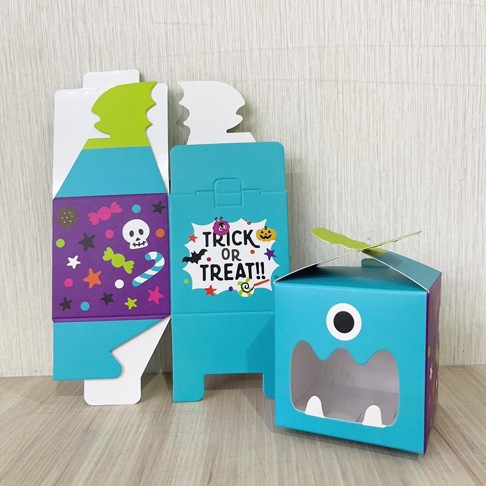 萬聖禮品包裝盒-粉色/藍色小怪獸 派對包裝盒 手提紙盒 禮品包裝 餅乾盒 蛋糕 糖果盒 造型禮盒-細節圖8