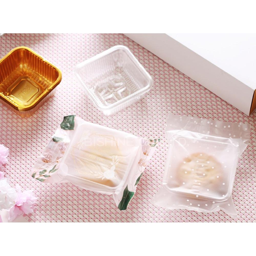 【柚子烘焙材料】餅乾袋 100入 包裝袋 月餅袋 金色雛菊封口袋 機封袋 糖果袋 平口袋 雪花酥 甜點袋 手工餅乾袋-細節圖3