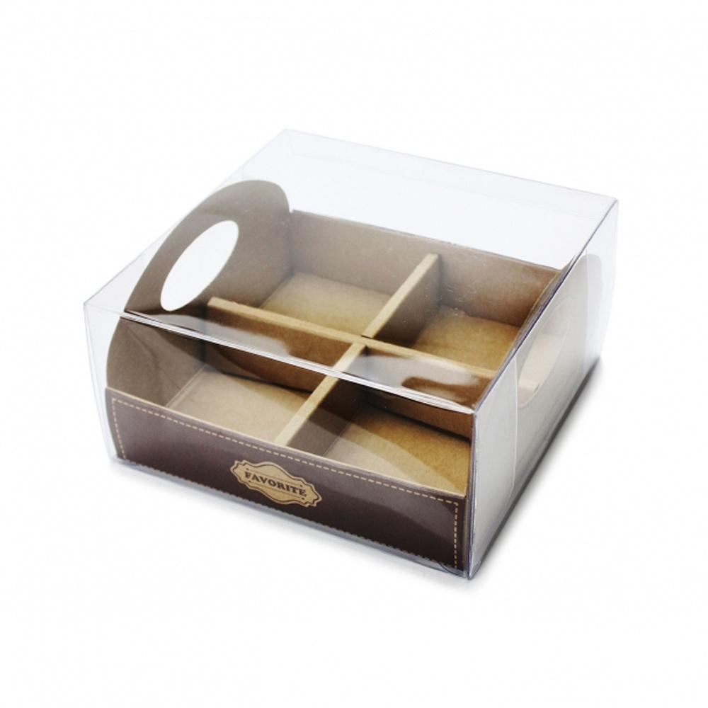 【柚子烘焙材料】4格 包裝盒 正方盒 透明盒 格子盒 紙盒 外帶包裝盒 奶酪杯盒 蛋糕盒布丁慕斯果凍蛋糕甜品冰淇淋開窗盒-細節圖2