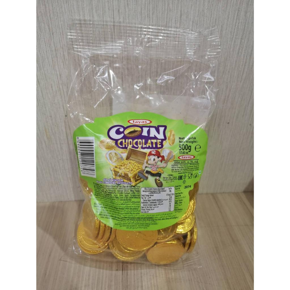 【柚子烘焙材料】Tayas金幣造型牛奶巧克力風味糖 500g 金幣糖果 金幣巧克力 新年糖果 過年 糖果 巧克力