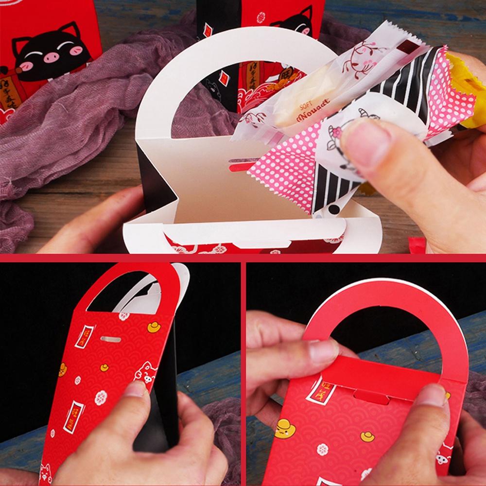 【柚子烘焙材料】原創新年款招財豬烘焙點心手提袋 烘焙袋食品包裝袋 甜點 餅乾糖果 牛軋糖 手提袋 烘焙包裝袋 (10入)-細節圖4