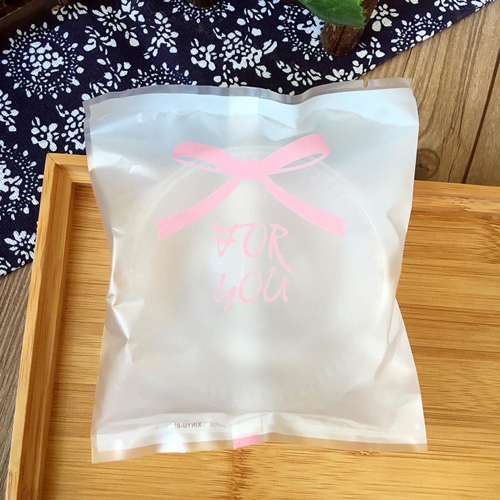 【柚子烘焙材料】蝴蝶結半透明機封袋(粉/藍 中號50g 100入)包裝袋 餅乾袋 月餅袋 蛋黃酥 糖果 平口 烘焙包裝袋-細節圖2