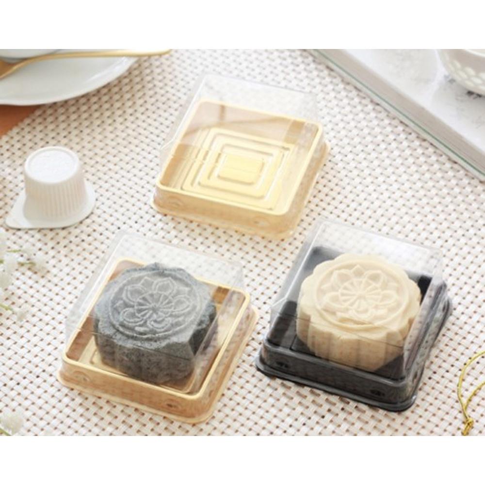 【柚子烘焙材料】50g 蛋黃酥盒50入 方型吸塑盒 單粒蛋黃酥盒 蛋黃酥 月餅盒 透明上蓋 月餅托 西點泡芙 中秋 月餅-細節圖5