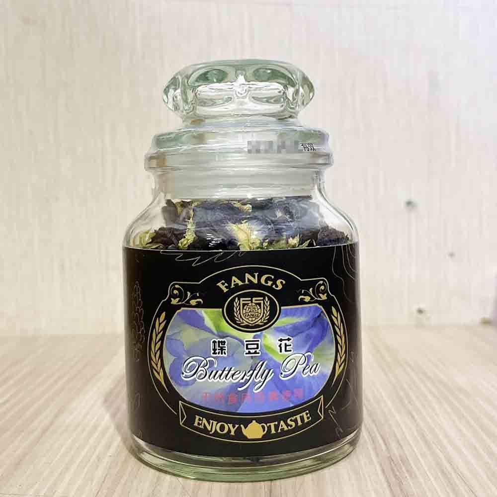 【柚子烘焙材料】<特價> 蝶豆花 玻璃瓶 茶包 下午茶 水果茶 沖泡茶 散茶 天然食用色素 染色 調色 FANGS 方氏-細節圖4