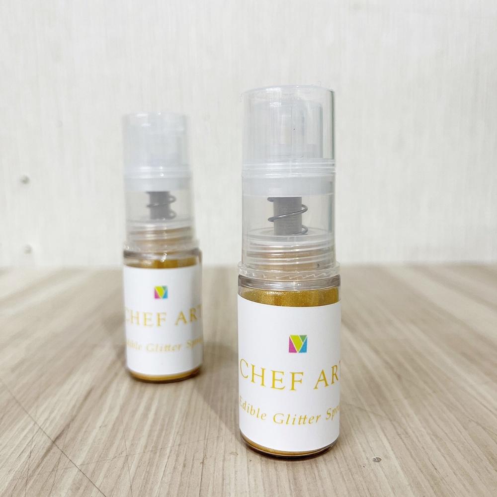 【柚子烘焙材料】噴式亮粉 CHEF ART噴式亮粉  2.3g 金色/銀色 食用 金粉 銀粉 乾粉噴霧瓶 附著力佳 烘焙-細節圖5