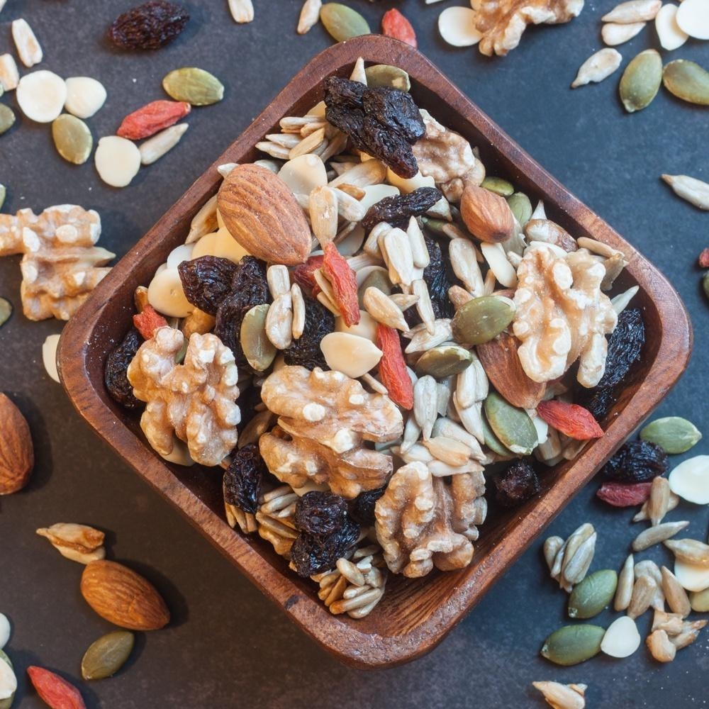 頂級綜合無調味果實/腰果、杏仁果、核桃、南瓜子、杏仁片、枸杞、葡萄乾、葵花子/1入(250g/包)-細節圖5