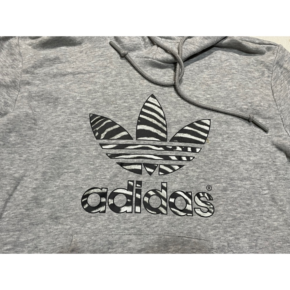 Adidas 三葉草Logo連帽上衣 帽t 男 二手 古著-細節圖2