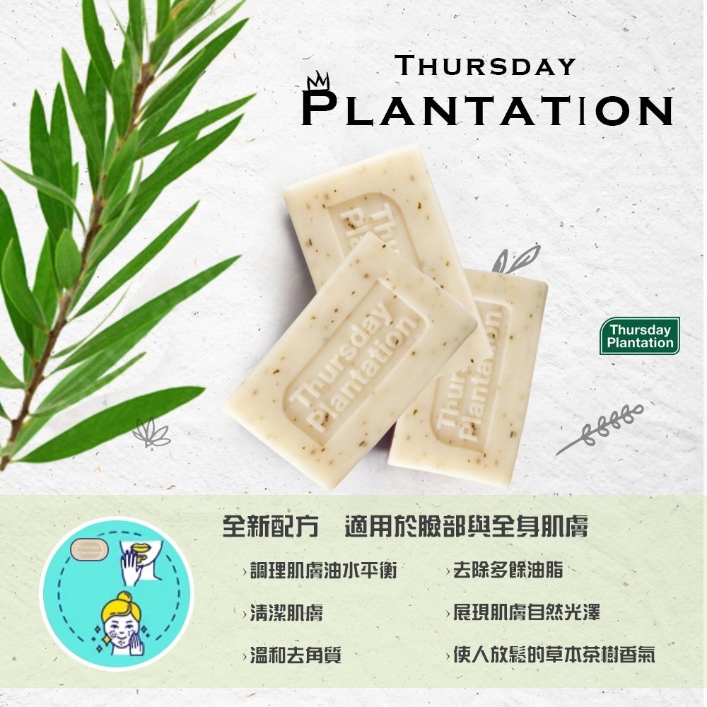 【Thursday Plantation 星期四農莊】茶樹洗臉沐浴祛痘皂 95g (澳洲原裝進口)-細節圖2