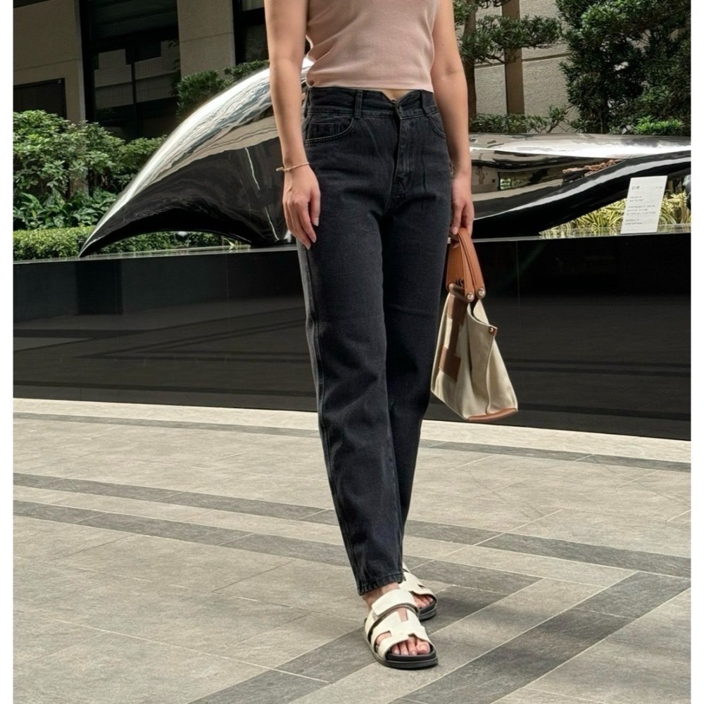結束營業現貨出清❣️玖月。September❣️ 正韓 AIM家V字褲頭設計內薄絨直筒牛仔褲 2312C01-細節圖3