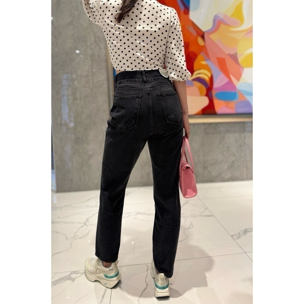 結束營業現貨出清❣️玖月。September❣️ 正韓 AIM家V字褲頭設計內薄絨直筒牛仔褲 2312C01-細節圖5