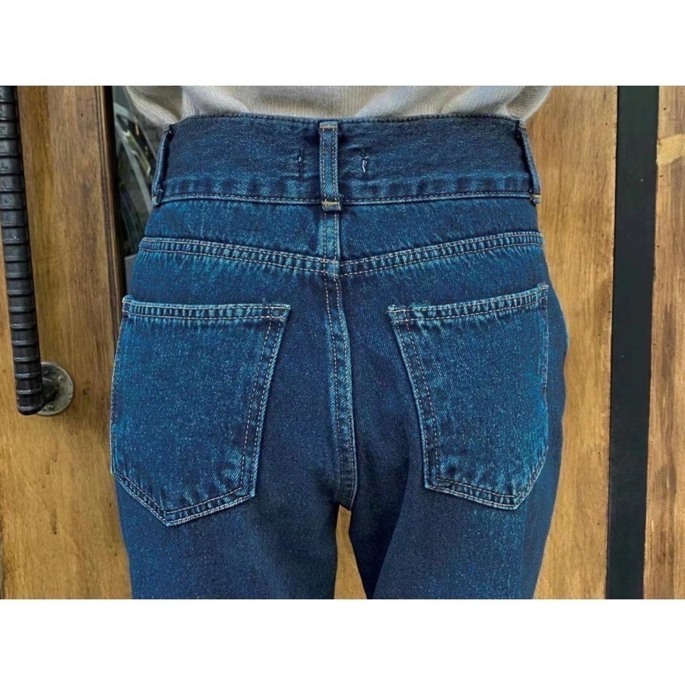 結束營業現貨出清❣️玖月。September❣️ 正韓 AIM家V字褲頭設計內薄絨直筒牛仔褲 2312C01-細節圖7