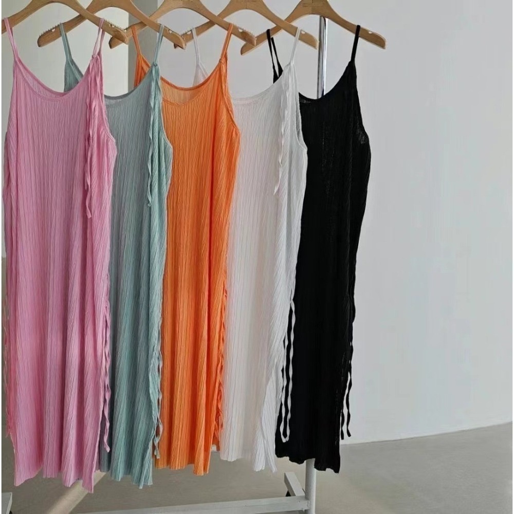 結束營業現貨出清❣️玖月。September❣️ 正韓 嬌小歐膩家 日系皺皺感細肩連身長襯裙 2403D04-細節圖9