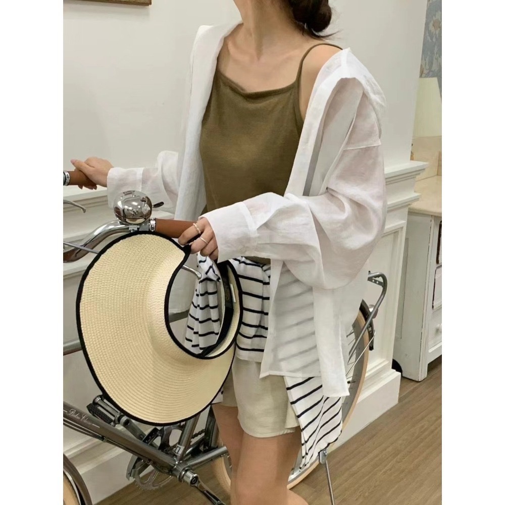 結束營業現貨出清❣️玖月。September❣️ 正韓 夏日必備連帽防曬排釦襯衫外套 2405B14-細節圖2