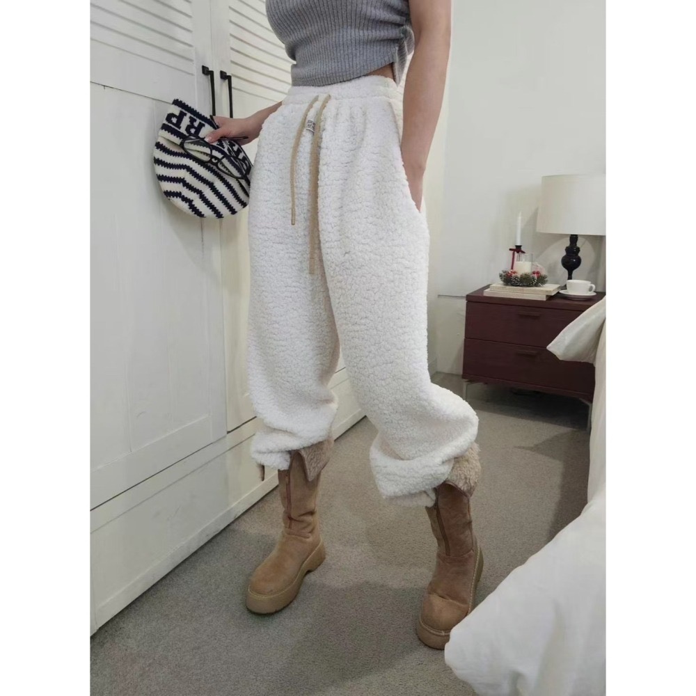結束營業現貨出清❣️玖月。September❣️正韓 暖暖QQ羔羊毛 鬆緊休閒長褲 2412B05-細節圖3