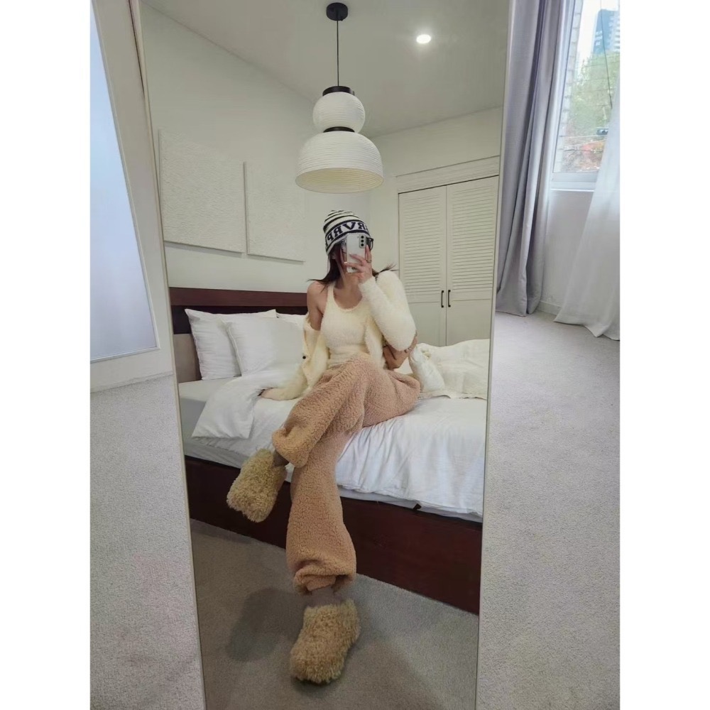 結束營業現貨出清❣️玖月。September❣️正韓 暖暖QQ羔羊毛 鬆緊休閒長褲 2412B05-細節圖7