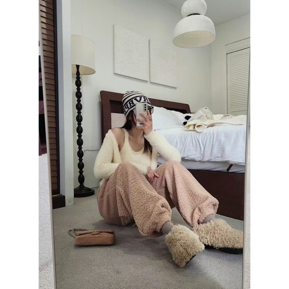 結束營業現貨出清❣️玖月。September❣️正韓 暖暖QQ羔羊毛 鬆緊休閒長褲 2412B05-細節圖8