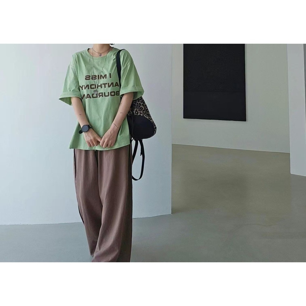 結束營業現貨出清❣️玖月。September❣️正韓 嬌小歐膩家 配色英文字長版Tee 2505A04-細節圖4