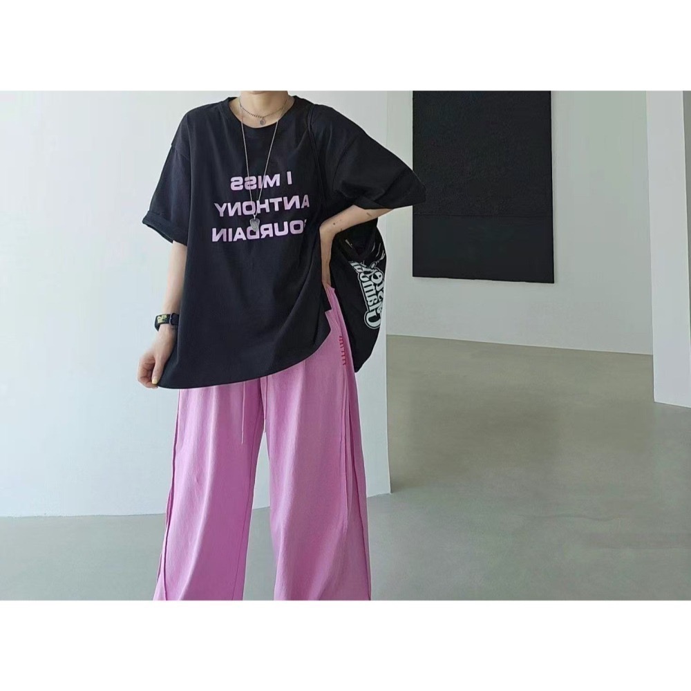 結束營業現貨出清❣️玖月。September❣️正韓 嬌小歐膩家 配色英文字長版Tee 2505A04-細節圖8