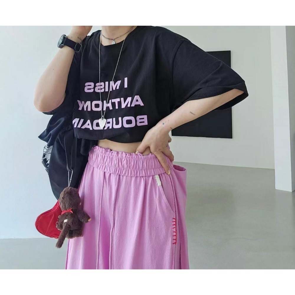 結束營業現貨出清❣️玖月。September❣️正韓 嬌小歐膩家 配色英文字長版Tee 2505A04-規格圖9