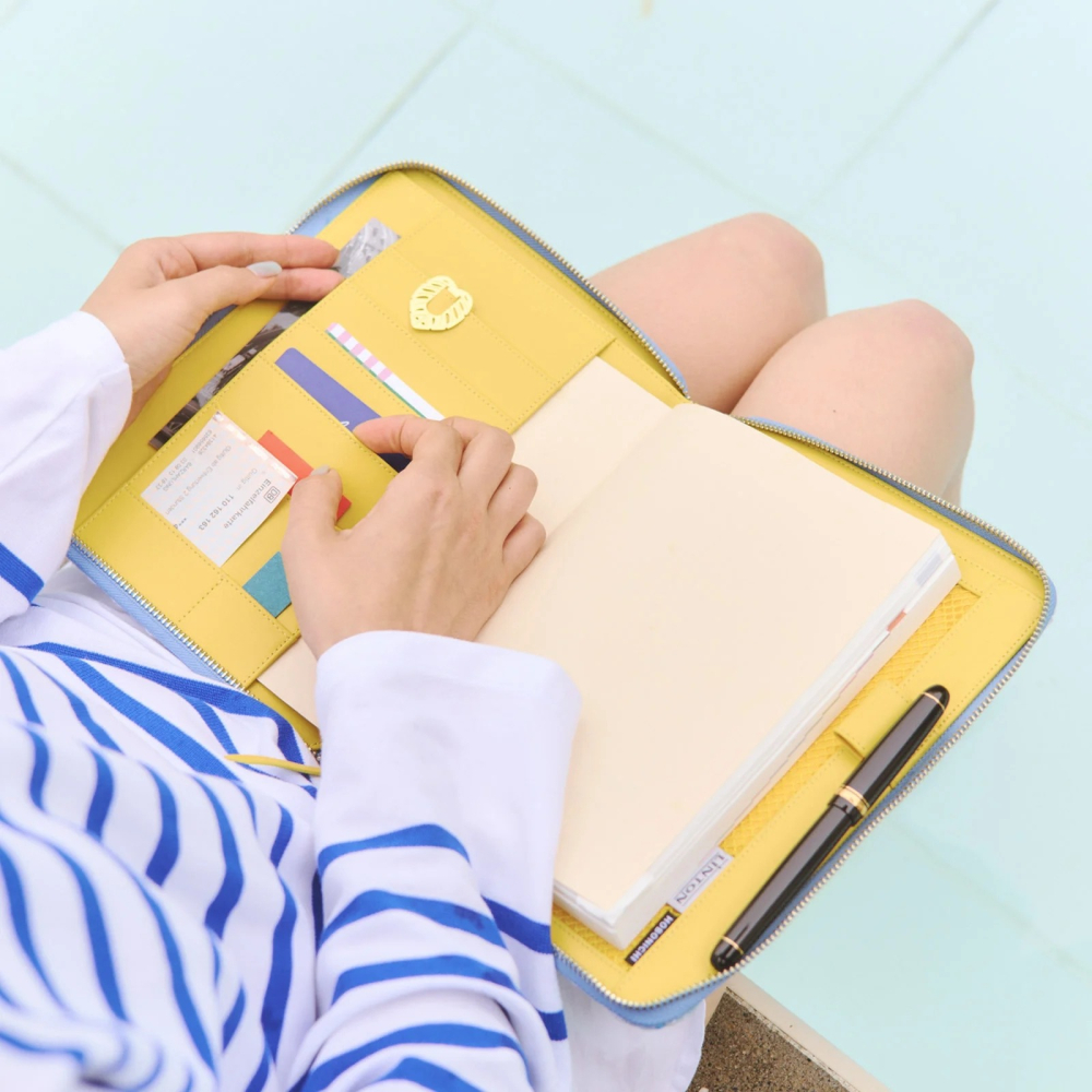 HOBO日手帳外皮 A5大本 LINTON Vacances 假期 書皮 書衣 拉鍊包 Hobonichi-細節圖3