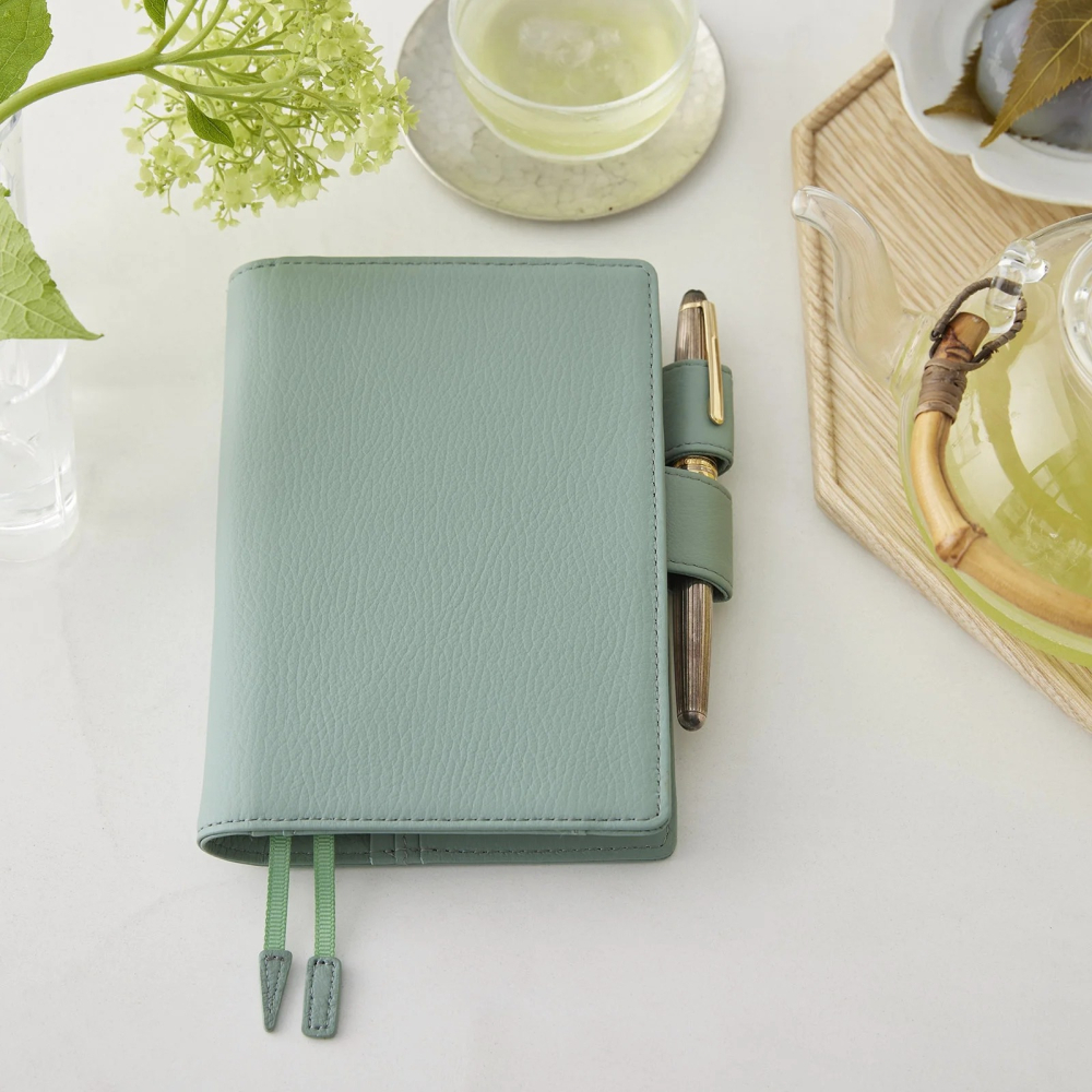 【預購】HOBO日手帳外皮 A6文庫本 Water green 牛皮書衣 水綠色 牛革 書皮 Hobonichi-細節圖2