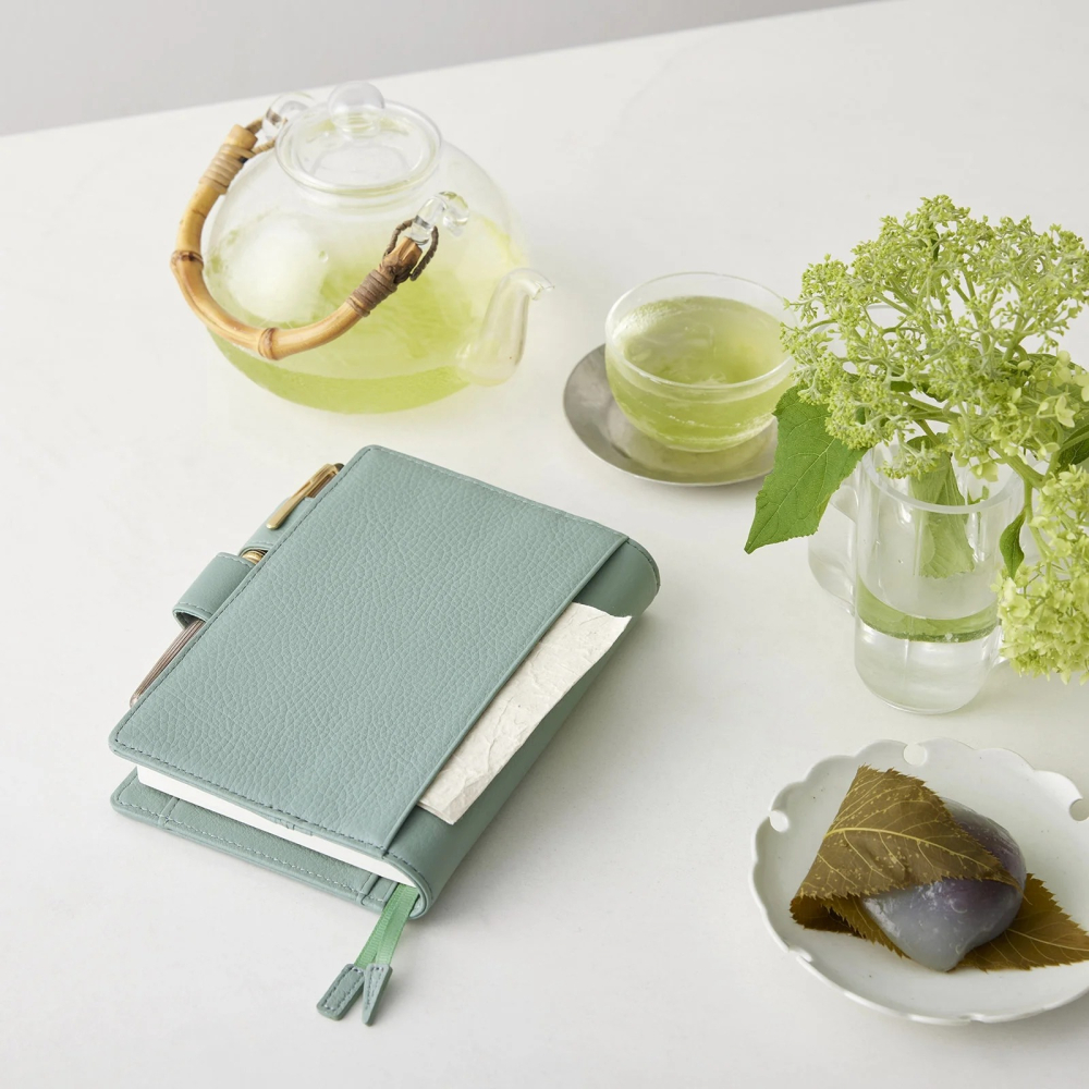 【預購】HOBO日手帳外皮 A6文庫本 Water green 牛皮書衣 水綠色 牛革 書皮 Hobonichi-細節圖4