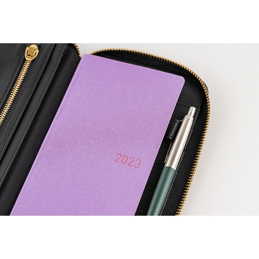 【預購】HOBO日Weeks收納包 notte 夜色黑壓紋 PU合皮 週手帳 書衣書皮 拉鍊包 Single Color-細節圖10